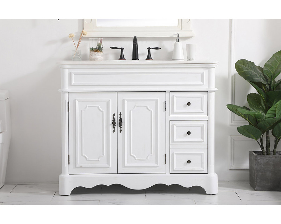 Elegant Bathroom Vanity - Antique White (VF30442AW)