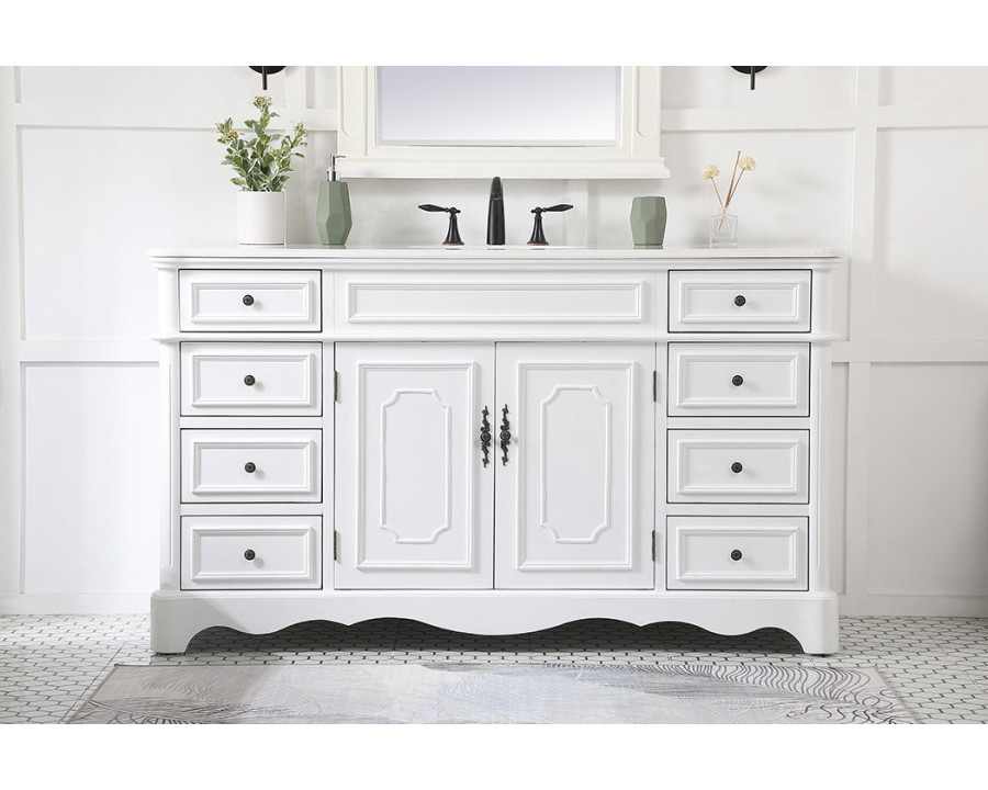 Elegant Bathroom Vanity - Antique White (VF30460AW)