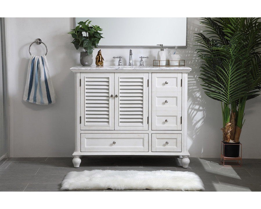 Elegant Bathroom Vanity - Antique White (VF30542AW)