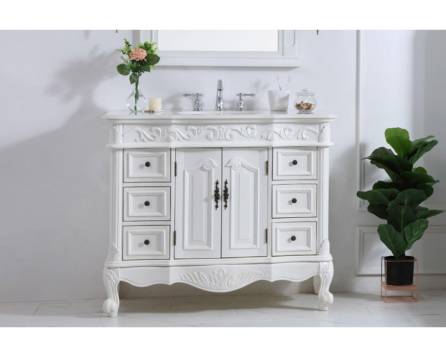 Elegant Bathroom Vanity - Antique White, L 42" (VF38842AW)