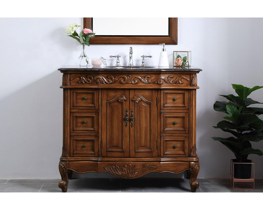 Elegant Bathroom Vanity - Teak, L 42" (VF38842TK)