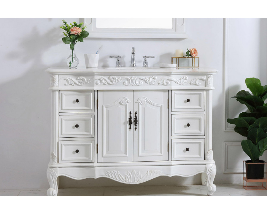 Elegant Bathroom Vanity - Antique White, L 48" (VF38848AW)