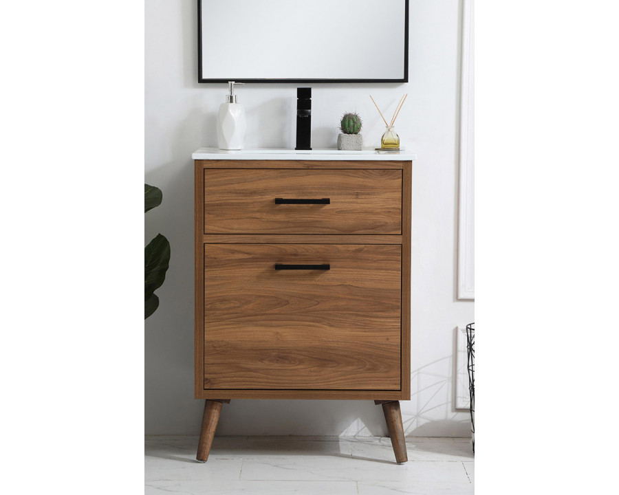 Elegant Bathroom Vanity - Walnut Brown, L 24" (VF41024WB)