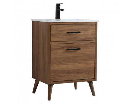 Elegant Bathroom Vanity - Walnut Brown, L 24" (VF41024WB)