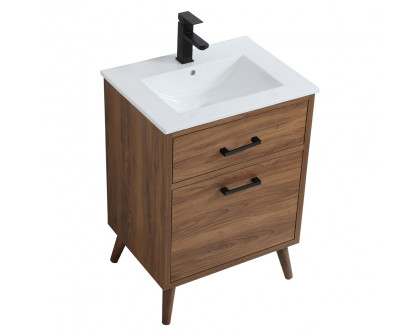 Elegant Bathroom Vanity - Walnut Brown, L 24" (VF41024WB)