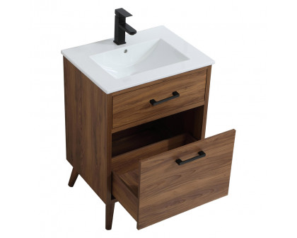 Elegant Bathroom Vanity - Walnut Brown, L 24" (VF41024WB)