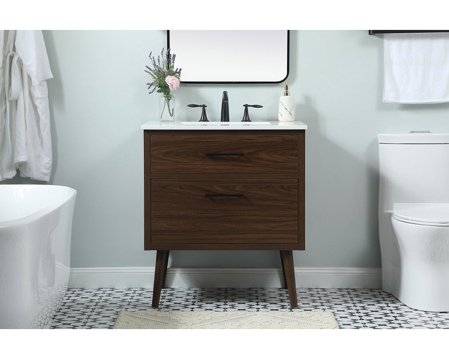 Elegant Bathroom Vanity - Walnut (VF41030MWT)