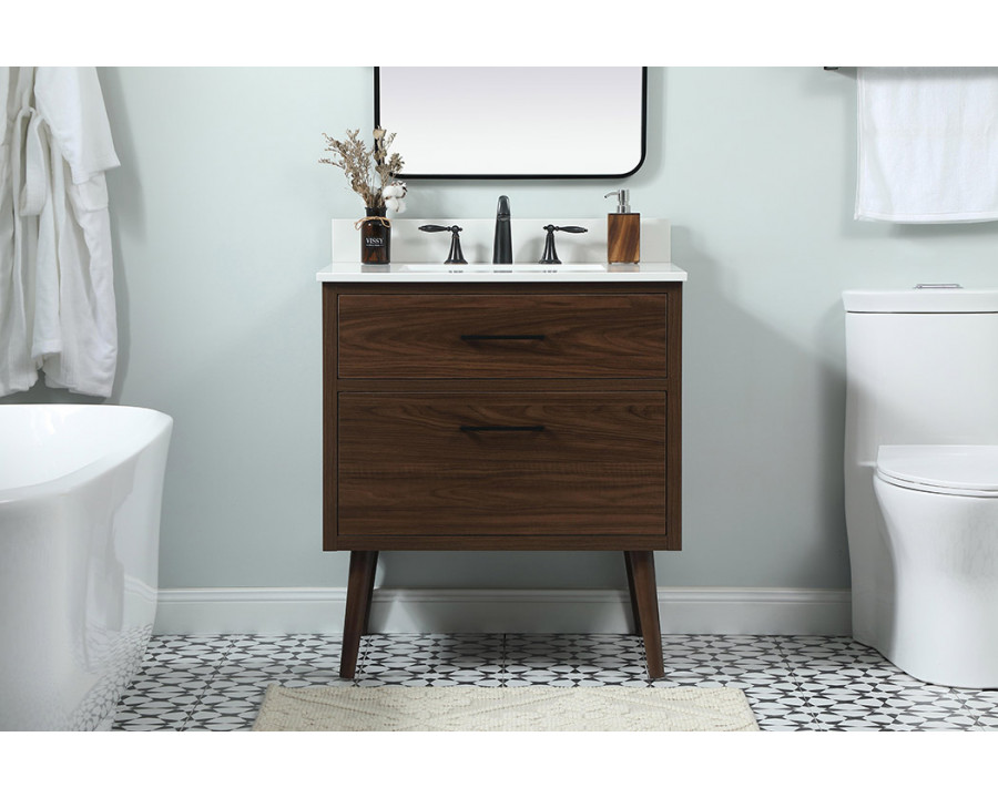 Elegant Bathroom Vanity - Walnut (VF41030MWT-BS)