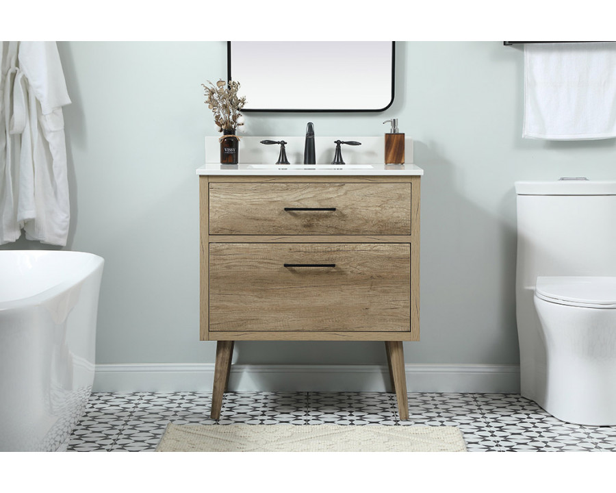 Elegant Bathroom Vanity - Natural Oak (VF41030NT-BS)