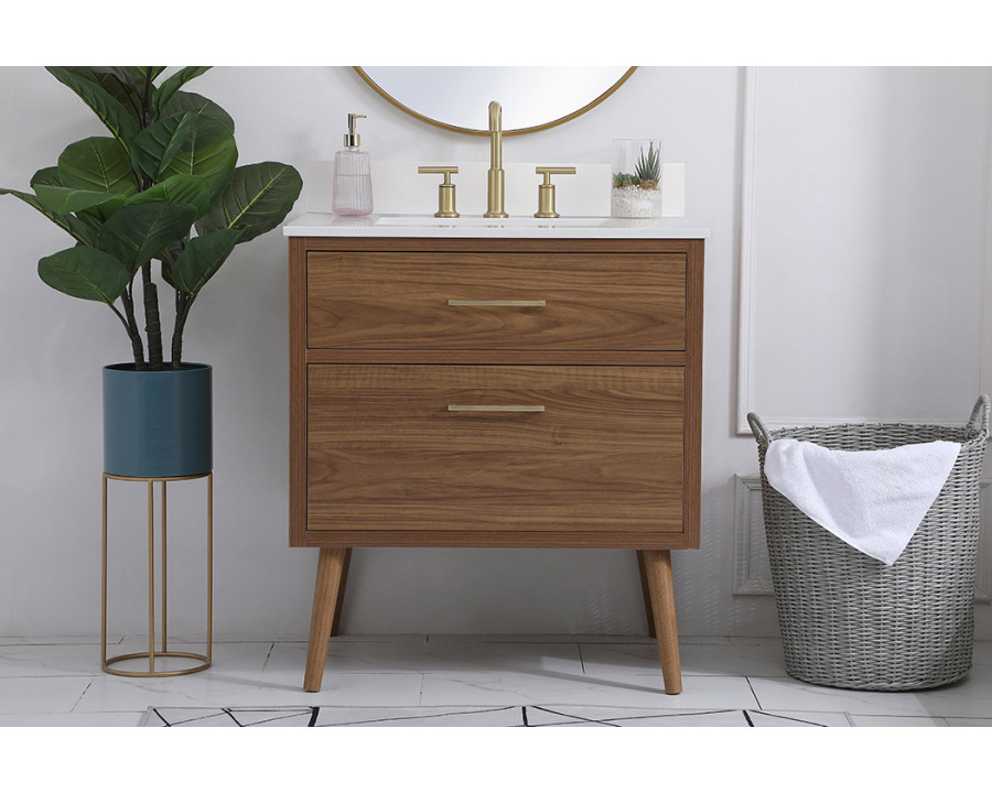 Elegant Bathroom Vanity - Walnut Brown (VF41030WB-BS)