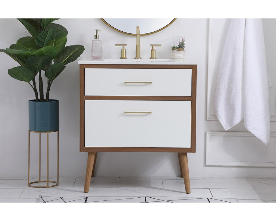 Elegant Bathroom Vanity - White (VF41030WH)