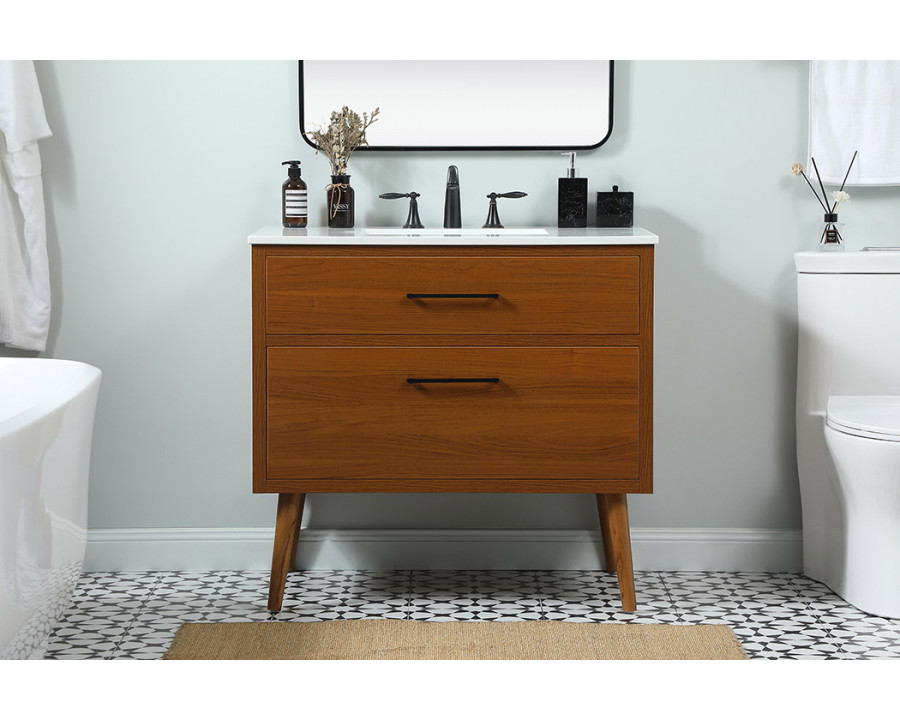 Elegant Bathroom Vanity - Teak (VF41036MTK)