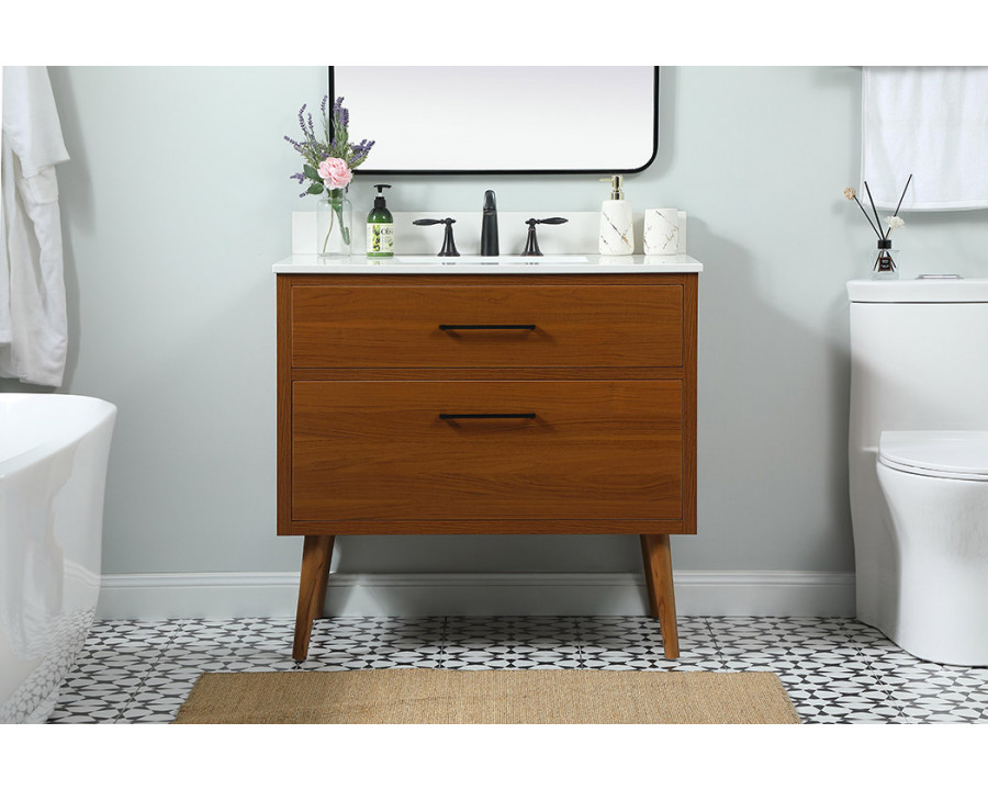 Elegant Bathroom Vanity - Teak (VF41036MTK-BS)