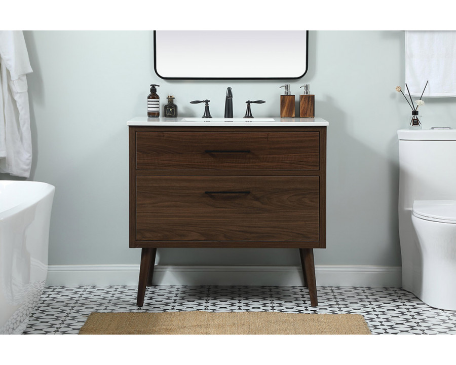 Elegant Bathroom Vanity - Walnut (VF41036MWT)