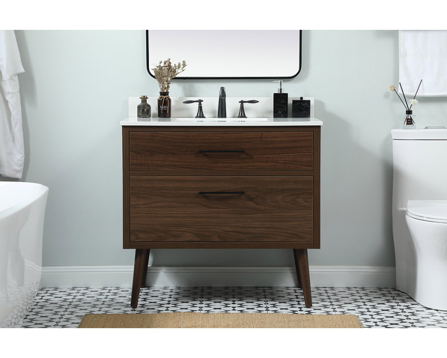 Elegant Bathroom Vanity - Walnut (VF41036MWT-BS)