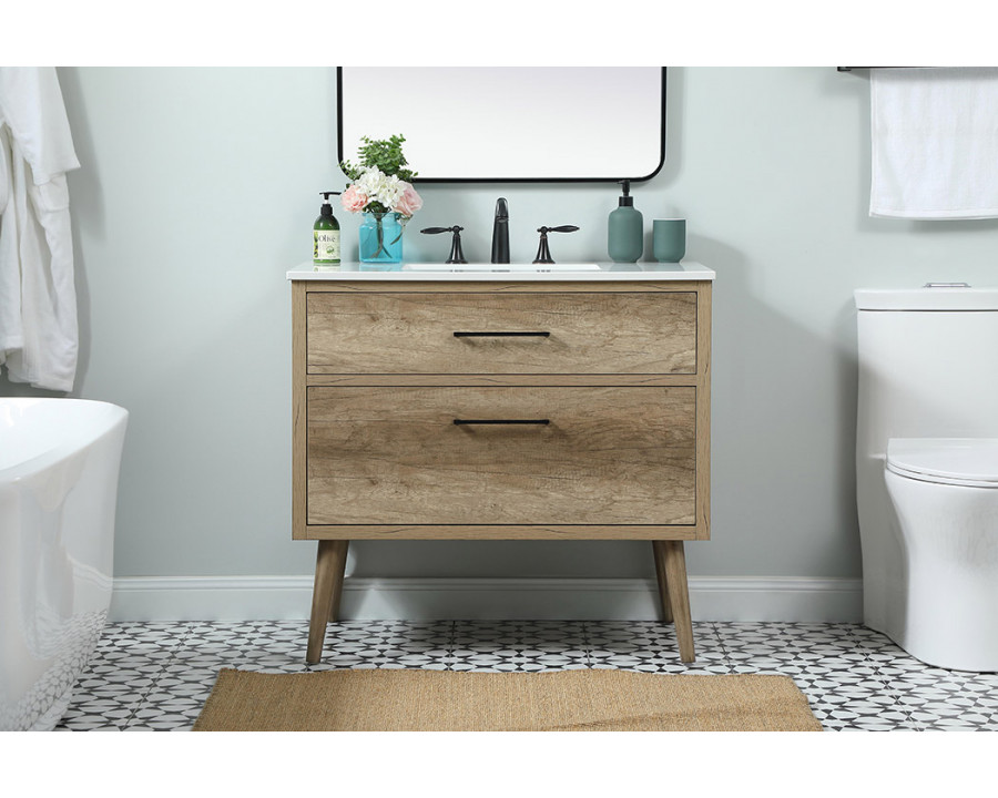 Elegant Bathroom Vanity - Natural Oak (VF41036NT)