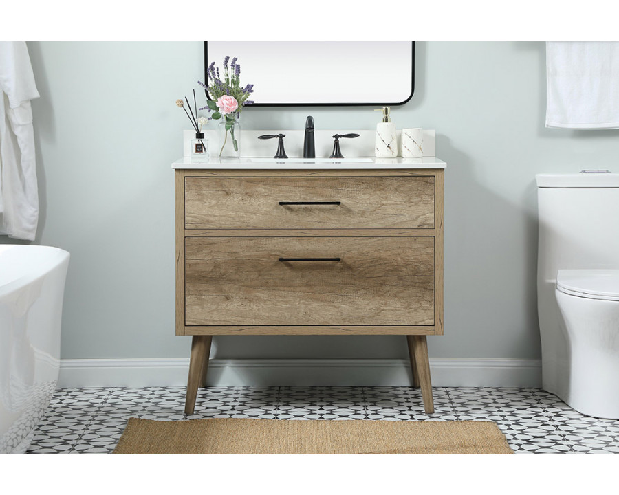 Elegant Bathroom Vanity - Natural Oak (VF41036NT-BS)