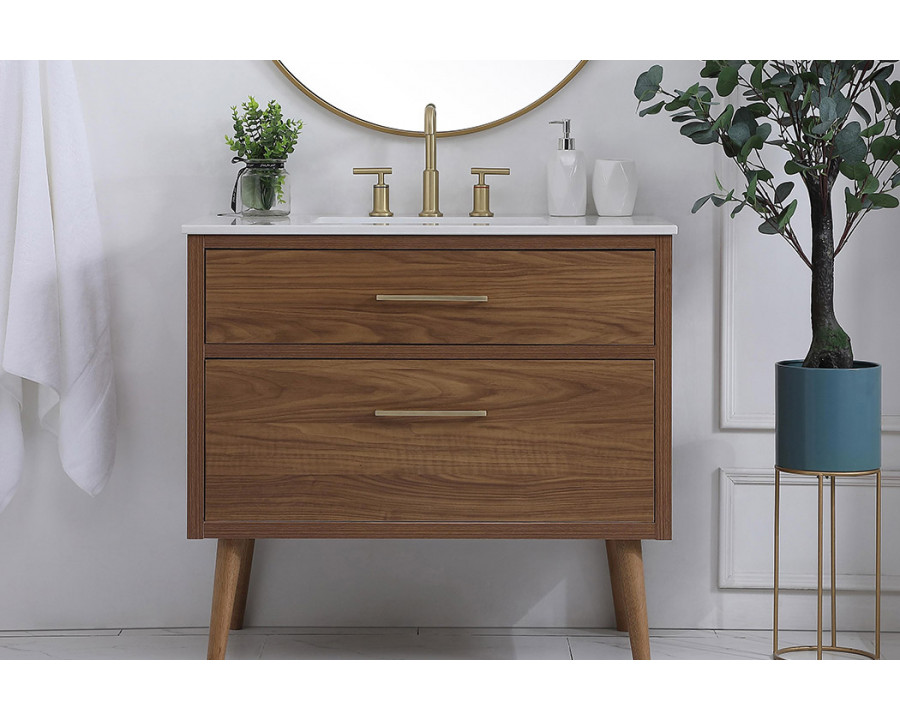 Elegant Bathroom Vanity - Walnut Brown (VF41036WB)