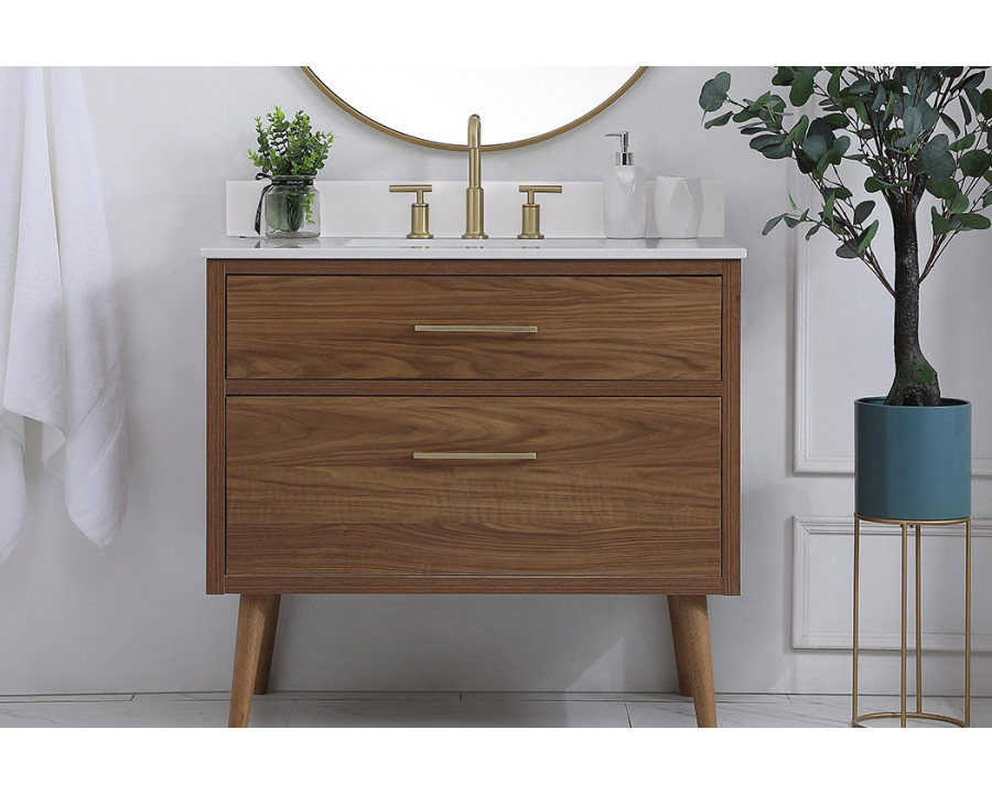 Elegant Bathroom Vanity - Walnut Brown (VF41036WB-BS)