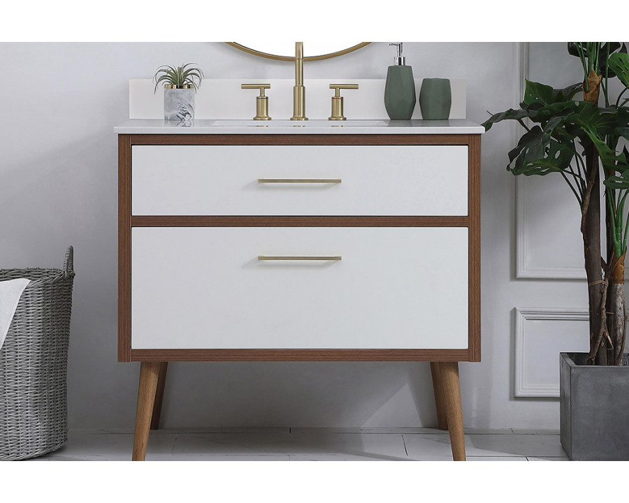 Elegant Bathroom Vanity - White (VF41036WH-BS)