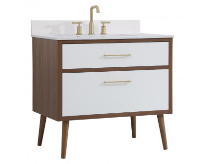 Elegant Bathroom Vanity - White (VF41036WH-BS)