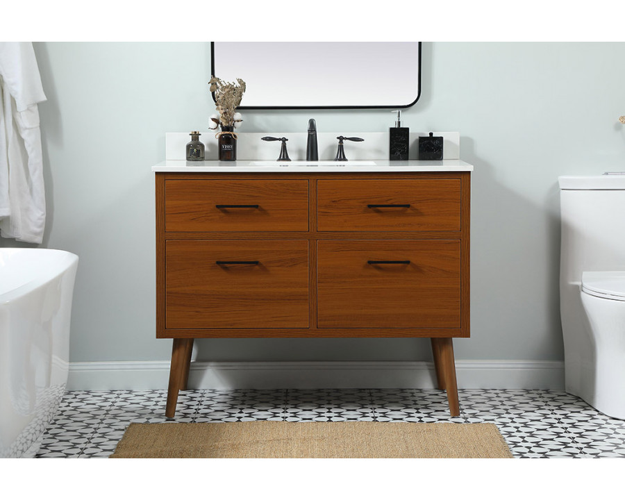 Elegant Bathroom Vanity - Teak (VF41042MTK-BS)