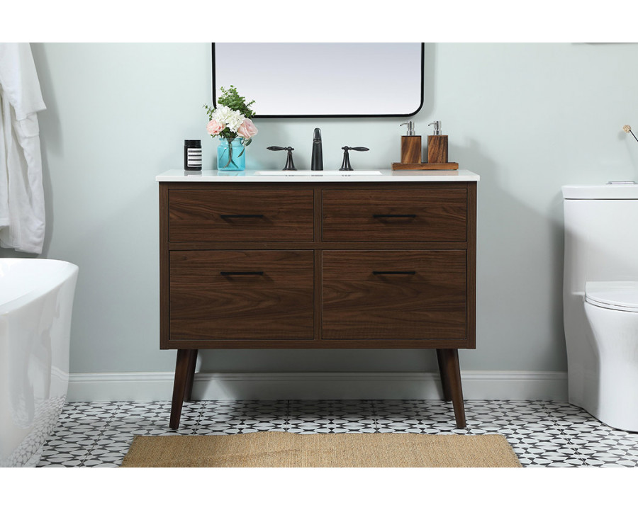 Elegant Bathroom Vanity - Walnut (VF41042MWT)