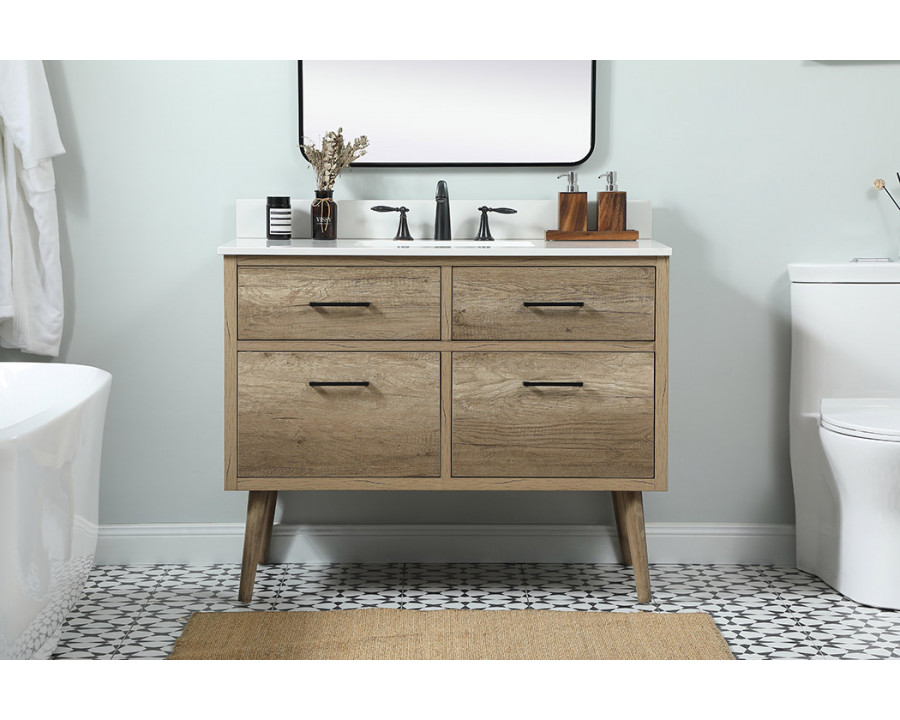 Elegant Bathroom Vanity - Natural Oak (VF41042NT-BS)