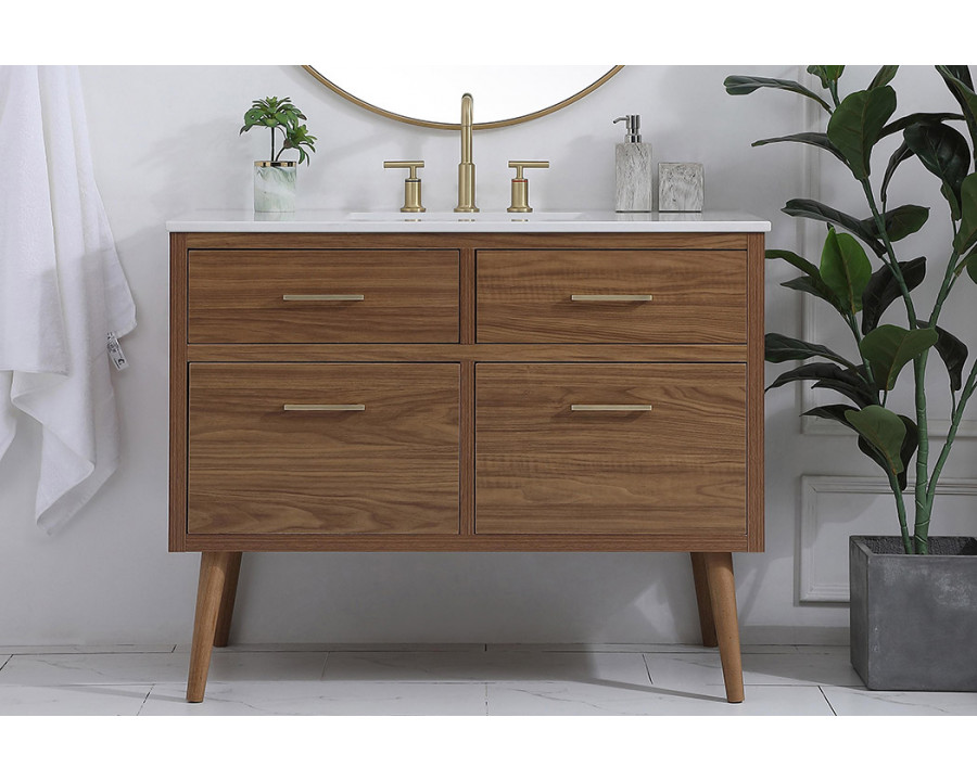 Elegant Bathroom Vanity - Walnut Brown (VF41042WB)