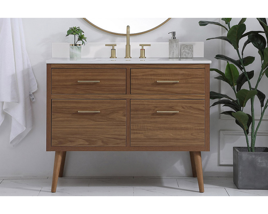 Elegant Bathroom Vanity - Walnut Brown (VF41042WB-BS)