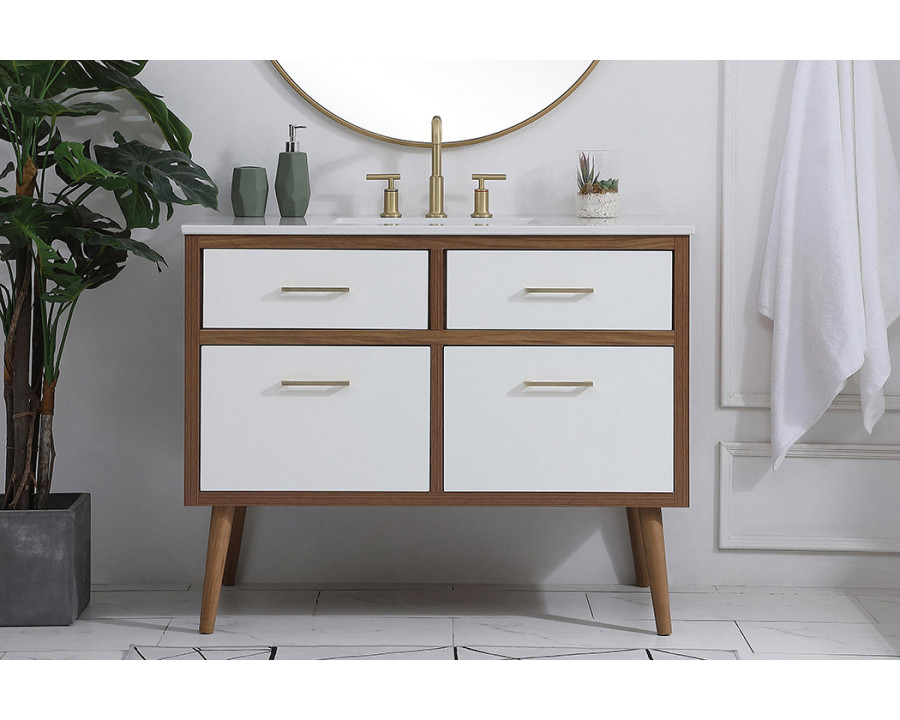 Elegant Bathroom Vanity - White (VF41042WH)