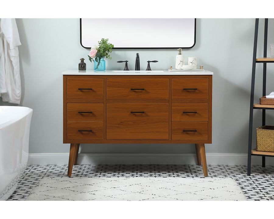 Elegant Bathroom Vanity - Teak (VF41048MTK)