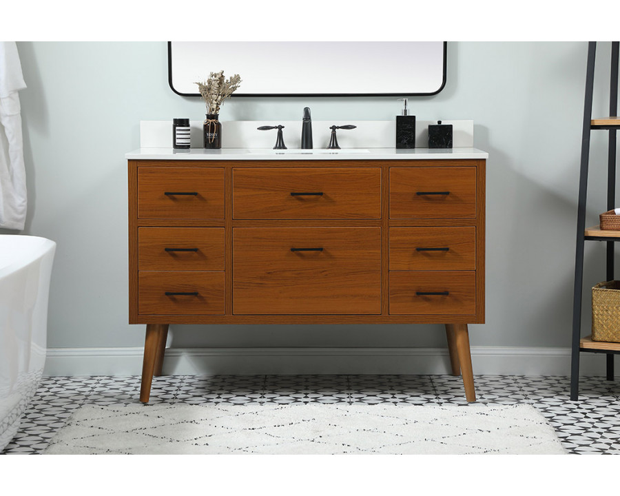 Elegant Bathroom Vanity - Teak (VF41048MTK-BS)