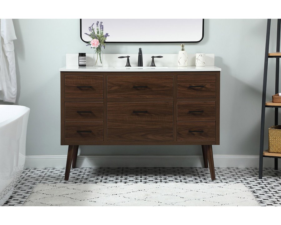 Elegant Bathroom Vanity - Walnut (VF41048MWT-BS)