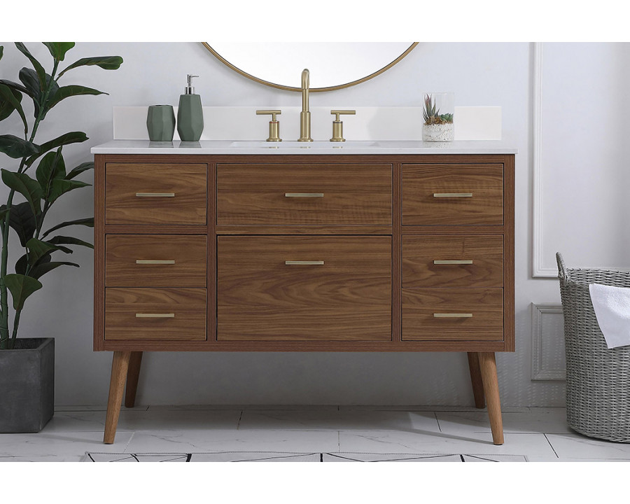 Elegant Bathroom Vanity - Walnut Brown (VF41048WB-BS)