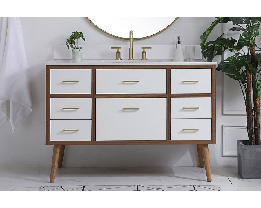 Elegant Bathroom Vanity - White (VF41048WH-BS)