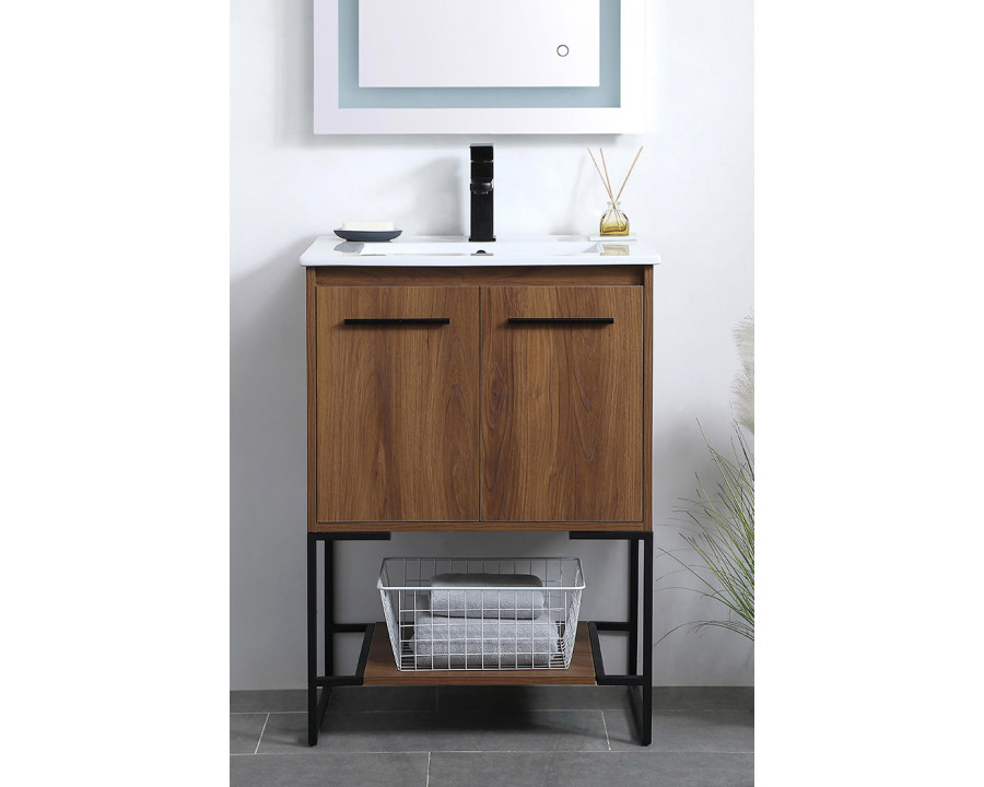 Elegant Bathroom Vanity - Walnut Brown, L 24" (VF42024WB)