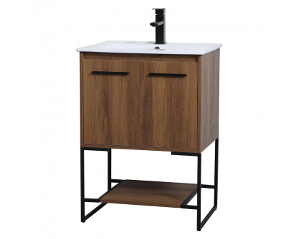 Elegant Bathroom Vanity - Walnut Brown, L 24" (VF42024WB)