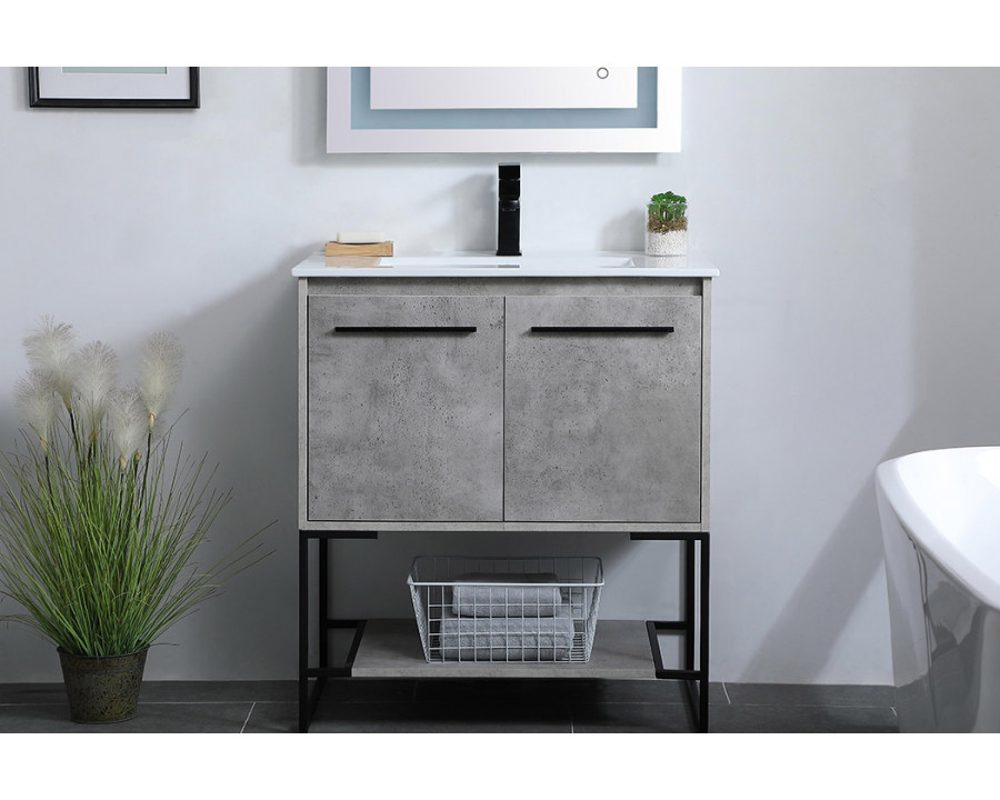 Elegant Bathroom Vanity - Concrete Gray, L 30" (VF42030CG)