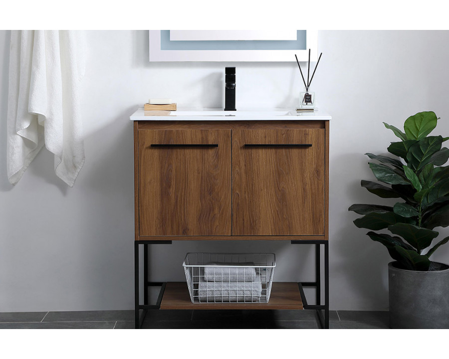 Elegant Bathroom Vanity - Walnut Brown, L 30" (VF42030WB)