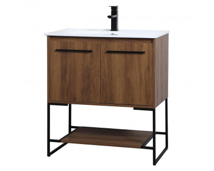 Elegant Bathroom Vanity - Walnut Brown, L 30" (VF42030WB)