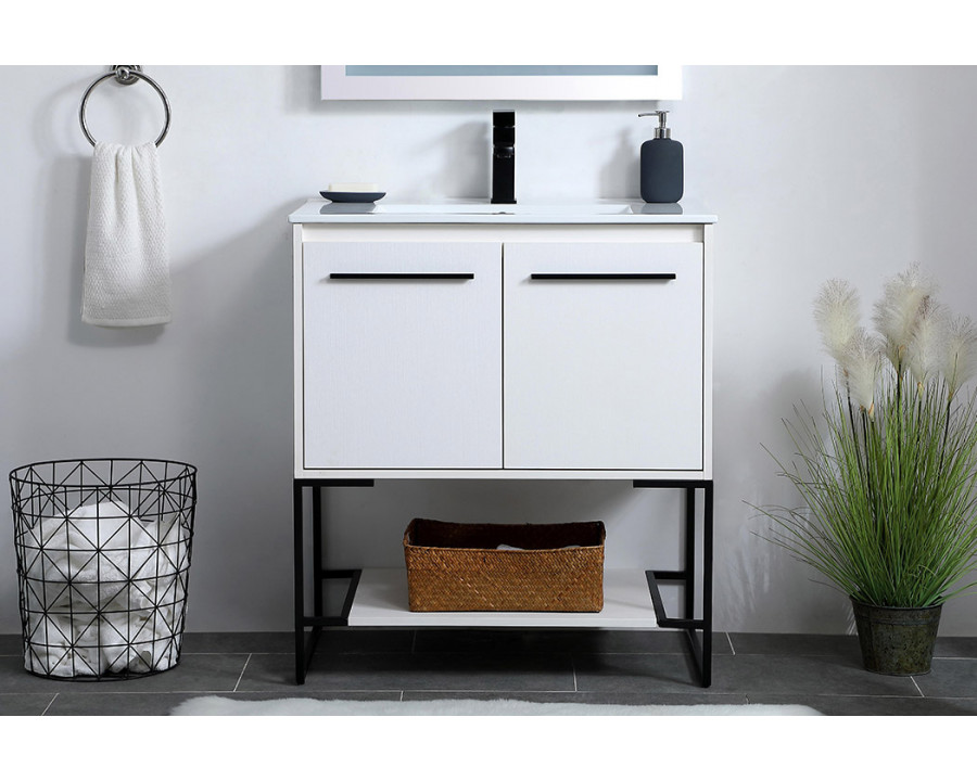 Elegant Bathroom Vanity - White, L 30" (VF42030WH)