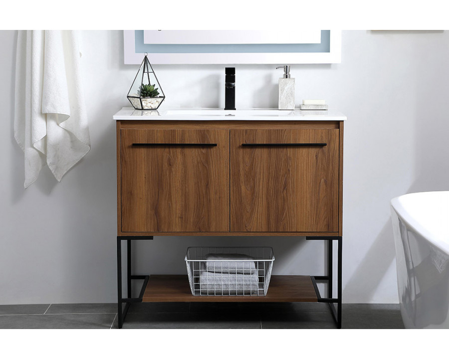 Elegant Bathroom Vanity - Walnut Brown, L 36" (VF42036WB)