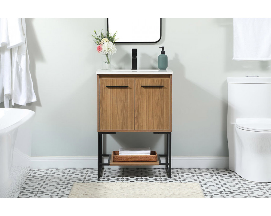 Elegant Bathroom Vanity - Walnut Brown (VF42524WB)