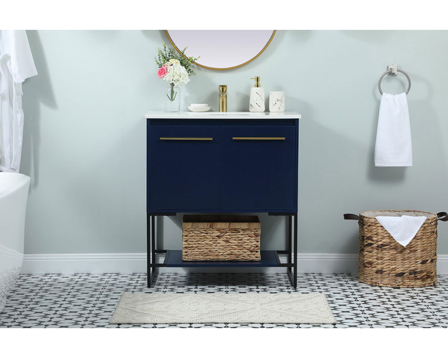 Elegant Bathroom Vanity - Blue (VF42530MBL)