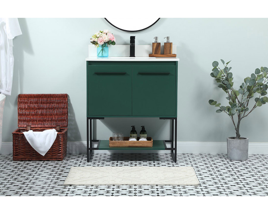 Elegant Bathroom Vanity - Green (VF42530MGN-BS)