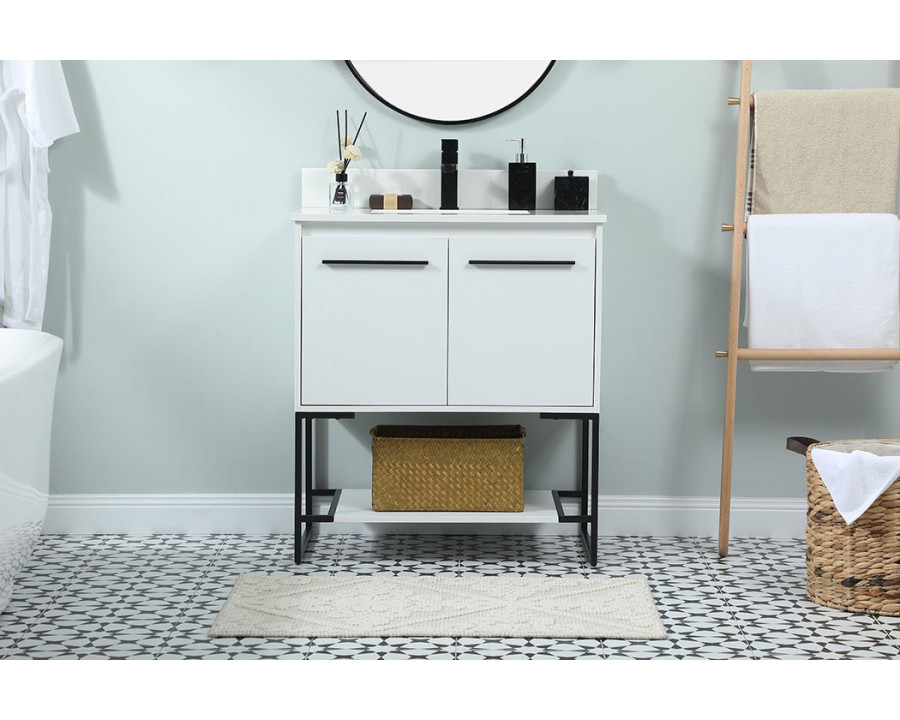 Elegant Bathroom Vanity - White (VF42530MWH-BS)