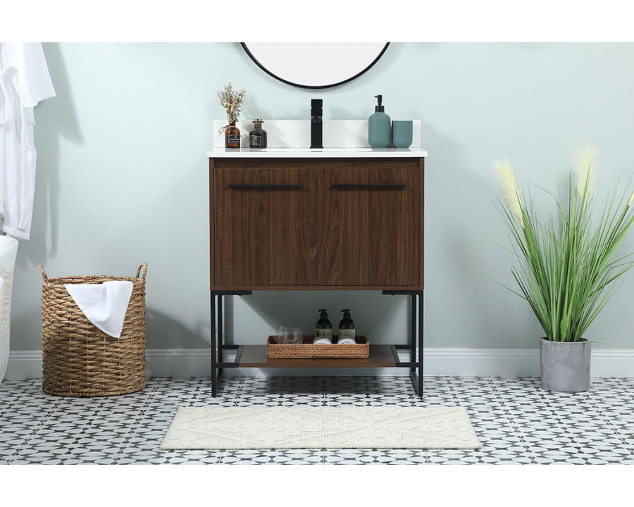 Elegant Bathroom Vanity - Walnut (VF42530MWT-BS)