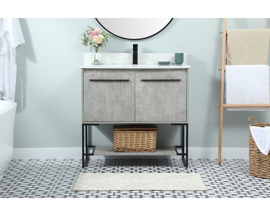 Elegant Bathroom Vanity - Concrete Gray (VF42536MCG-BS)