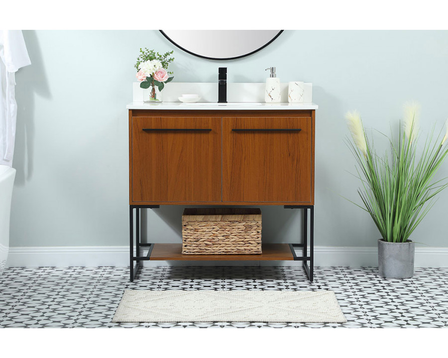 Elegant Bathroom Vanity - Teak (VF42536MTK-BS)